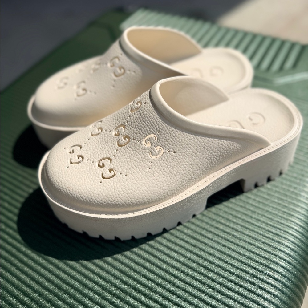 Gucci Cream Platform Mules